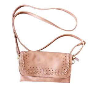 Light Brown Faux Leather / Leatherette Purse  Shoulder Bag